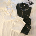 2025 Luxury Jacquard Pajamas Silk Long Sleeve Striped Satin Couple Sleepwear Matching Couple Two Piece Pajamas