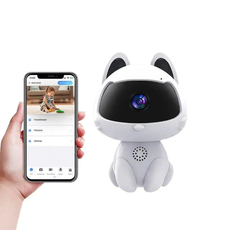 V380 Indoor Security Camera with Nightshot 1080p PIR Motion & Human Detection WiFi CCTV Monitoring for MicroSD Media