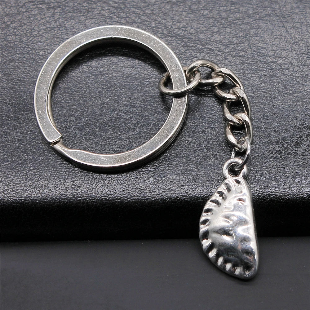 WYSIWYG 10x22mm Zinc Alloy Antique Silver Plated Dumplings Key Chain Souvenirs Gift for Women P1-ABD-C13398
