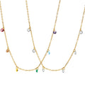 Fashion Summer 316L Stainless Steel CZ Stones Dangle Multicolored Crystal Necklace Rainbow Diamond Necklace for Girls