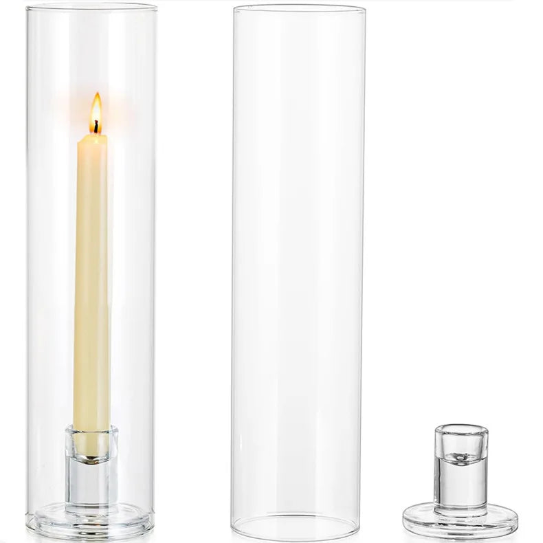 Hot Selling Cheap Customized Handmade Letterpress Printed Valentine's Day Transparent Glass Cylinder Shade Candle Holders Bulk