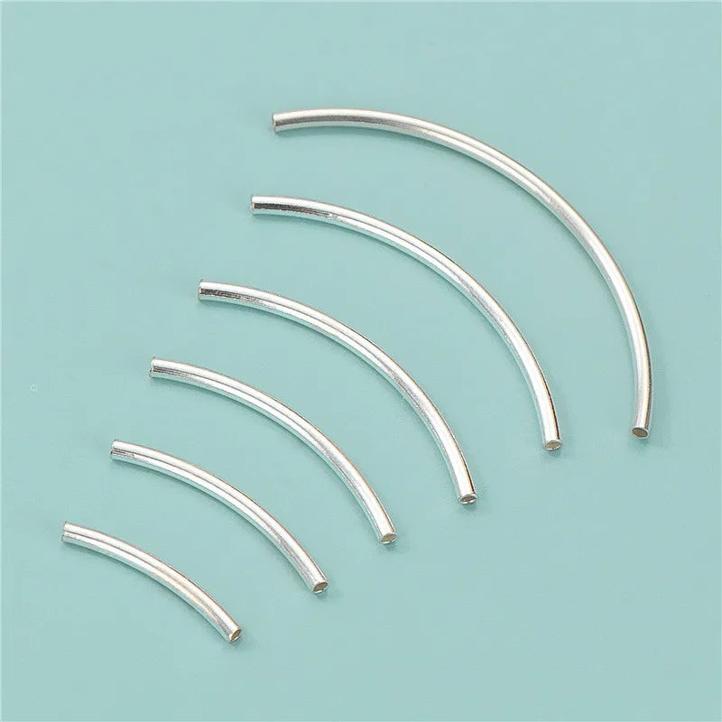 Wholesale DIY 925 Sterling Silver Curved Tube Spacer Beads Findings for Jewelry Making