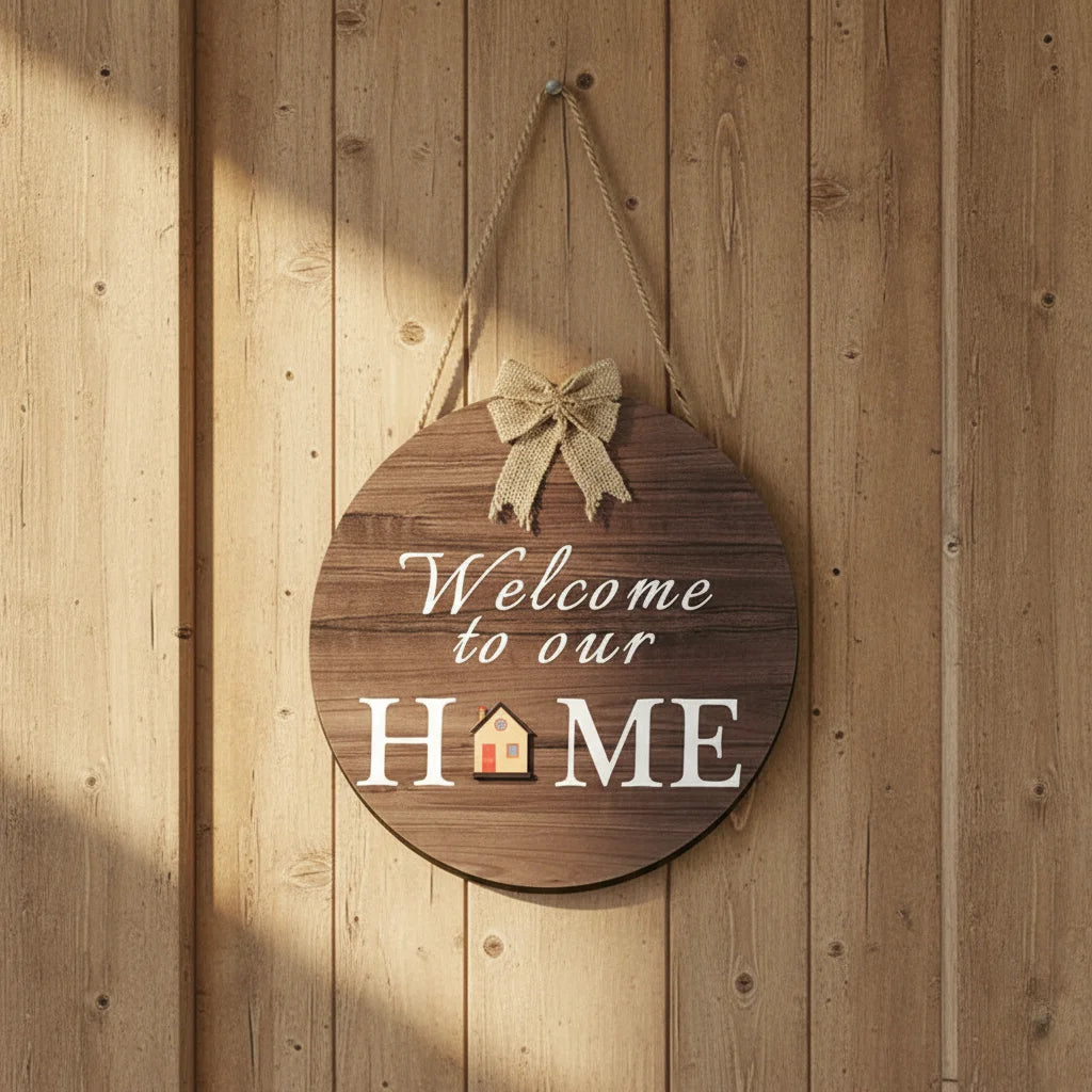 Wooden Welcome Decoration Sign for Farm-style Porch Wooden Handicrafts for Holiday Thanksgiving Decoration