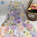 Wholesale 100% Polyester Multi Color Floral Plants Mesh Tulle Lace Embroidery Fabrics With 3D Flower Design