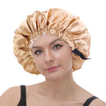 NEW Women Satin Bonnet Hair Cap Double Layer Sleep Night Cap With Invisible Button Head Cover Hair HAT MegaBDM