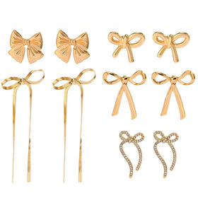 Cross-border Hot-selling Simple French Earrings Design Sense Metal Earrings Elegant Temperament Bow Earring for Women