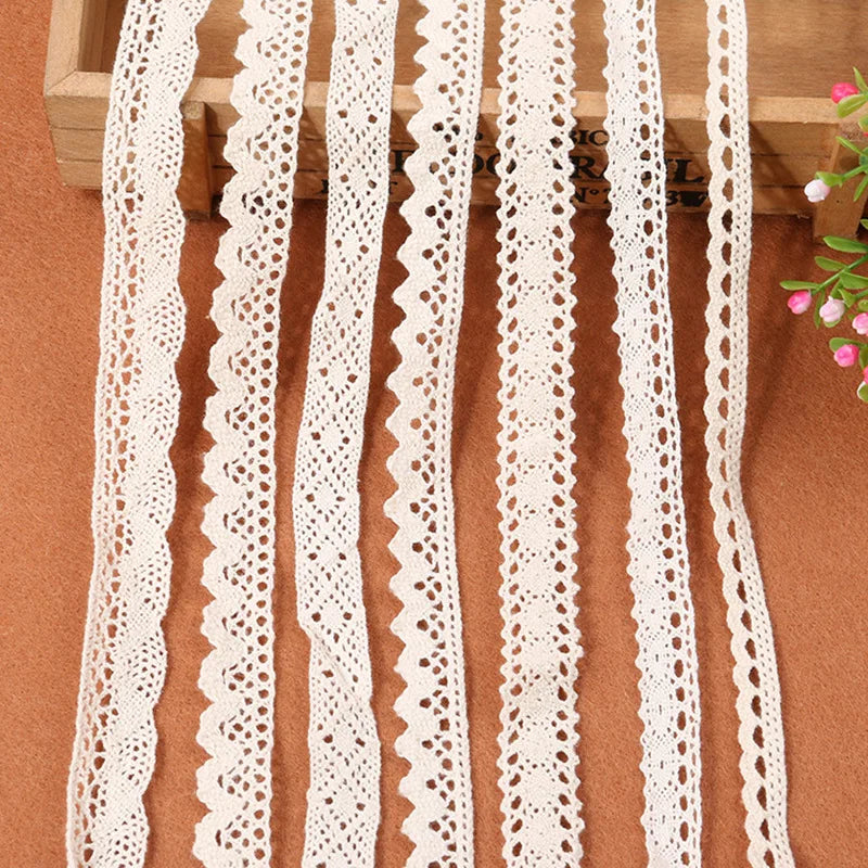 White Cotton Embroidered Lace Trim Ribbons Fabric DIY Handmade Craft Clothes Sewing Accessories Supplies XJ0712