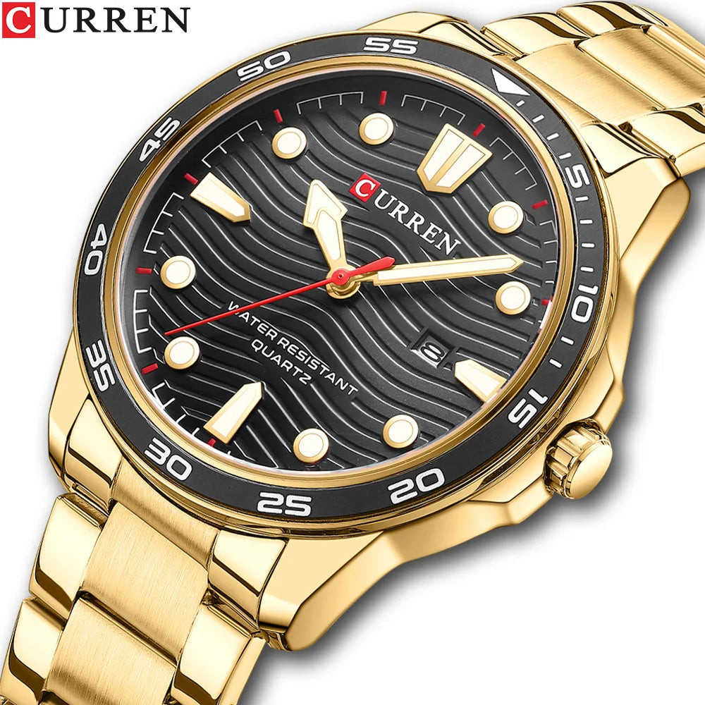 CURREN Sport Men Watch Top Brand Luxury Gold Business Waterproof Male Clock Stainless Steel Quartz Man Wristwatch 8426