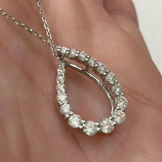 CAOSHI Sliver Plating Zirconia Water Drop Pendant Wholesale Dainty Simple Hollow Necklace Women Girls