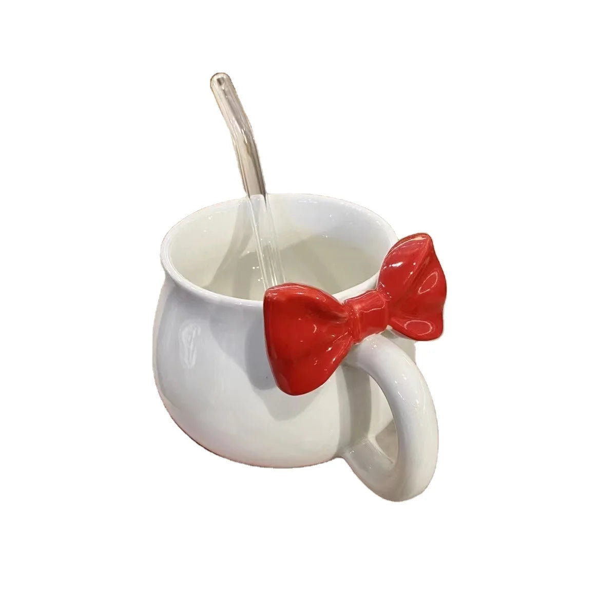 Hot Selling 2023 Creative Girl's Heart Bowknot Design Mother's Day Gift Ceramic Cup Milk Tea Cup Coffee Mug