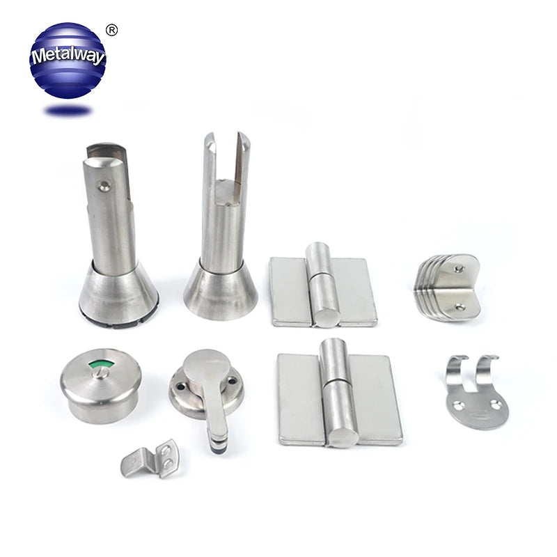 Modern Design Stainless Steel Hardware for Public Toilet Cubicle Partition Hinge Door Lock Set Dustproof Satin Finish 304SS for