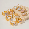 New Mermaid Shell Jewelry Matched Fashion Star Earrings and Rings Set Jewelry 18K Gold Plated Stainless Steel Shell Jewelry