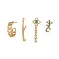 Colored 3A Zircon Snake Stud Earrings Set Fashion Ear Buckle Huggies Hoops Light Luxury Earrings Ins Elegant Earrings Set