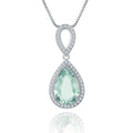 F667P Abiding Jewelry Good Selling Prasiolite Green Teardrop Stone 925 Sterling Silver Ladies Pendant Necklace