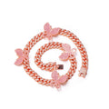 Luxury Personalized Hot Selling Hips Hops 12mm Bling Bling Rhinestone Crystal Rose Gold Butterfly Cuban Chain Choker Necklace