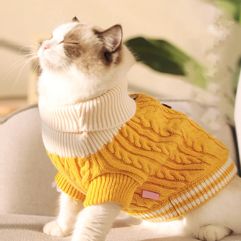 Custom Luxury Free Sample Multi-colors Cute Pet Apparel Thick Warm Knitwear Pets Cat Puppy Dog Sweater Coat
