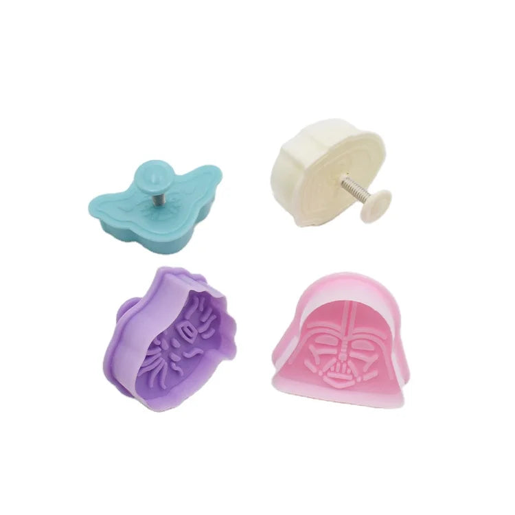 4-Piece Plastic Eco-Friendly Cookie Cutters Set for Pastry Baking Sandwiches Toast & Dough DIY Mooncakes at Home