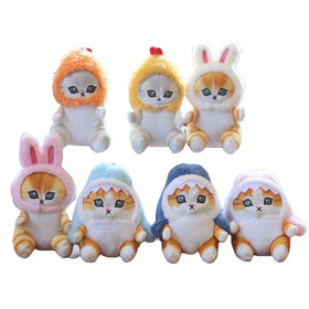 Kawaii Shark Cat Fried Shrimp Cat Plush Keychains Toys Stuffed Animals Wholesale Toys Bag Charm Pendant Shark Cat Plush Keychain