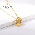 Ason Women Fashion Jewelry Wholesale 18k Gold Plated Necklace Stainless Steel Diamond Circle Rings With Zircon Pendant Necklace