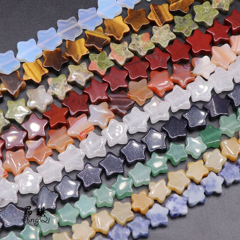 Wholesale Star Shape Loose Gemstone BeadsAgate/Crystal/Malachite/Tiger Eye Stone Beads Star Shaped Beads