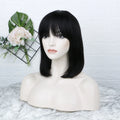 Wholesale Naturally Black Machine Made Human Hair Bob Wig Whit Bangs for Women