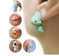 New Fashion Cartoon Style Cute Animal Bite Earring Creative Funny Dinosaur Shark Handmade Stud Earrings