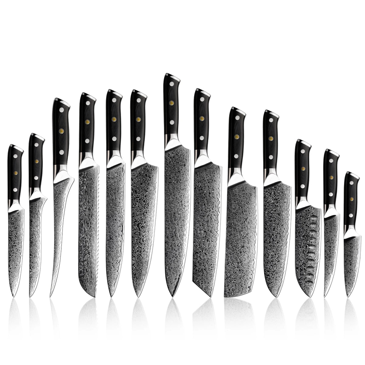 Grandsharp Damascus Steel Chef Knives 10CR15MOV 67Layers Japanese Kitchen Knives Cleaver Boning Kiritsuke Damascus Knife Set