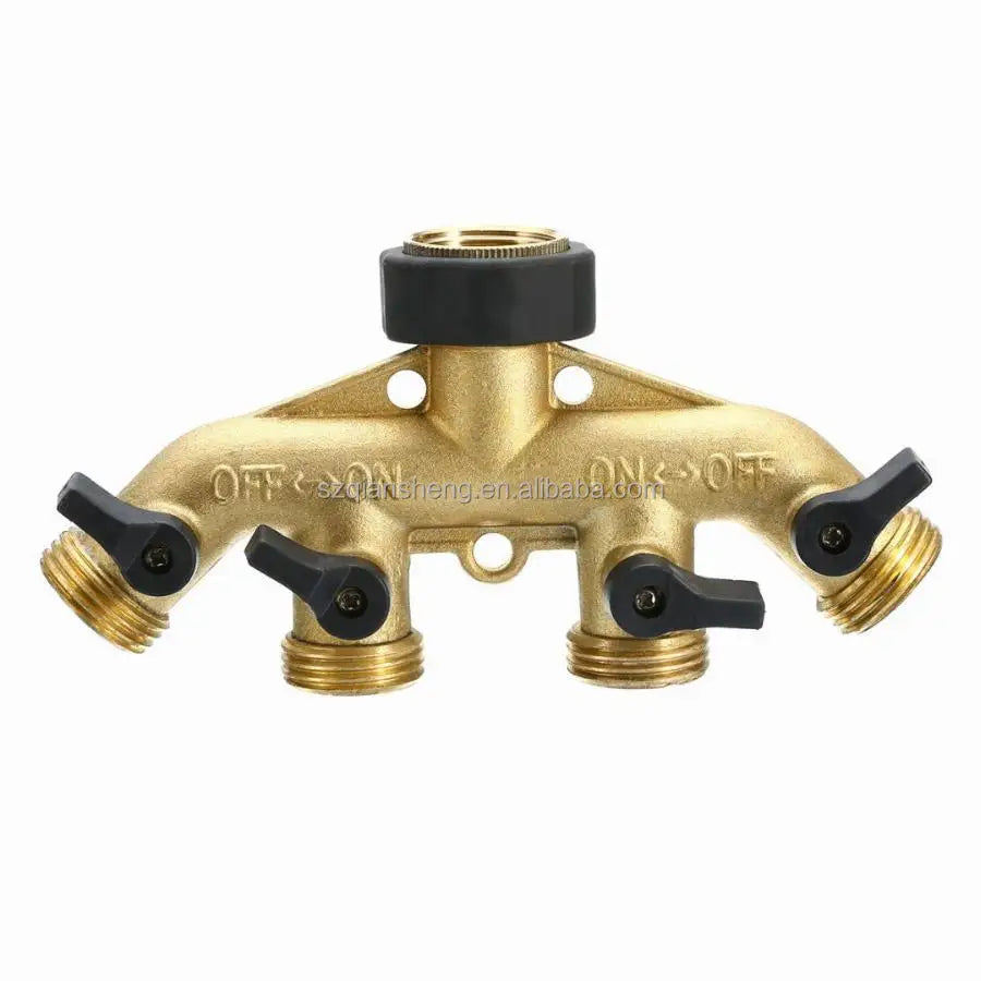 Hose Splitter Tap Garden Hose Splitter Connector 4 Way Solid Brass 3/4 Water Pipe Adaptor NTP Thread For Garden