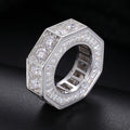 Moissanite Hip Hop Jewelry 925 Sterling Silver VVS Lab Grown Diamond Iced Out Octagon Finger Band Ring With GRA Certificate