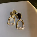 Anting Kristal Gold Plated Geometric Crystal Diamond Drop Earrings Bling Rhinestone Square Pendant Earrings