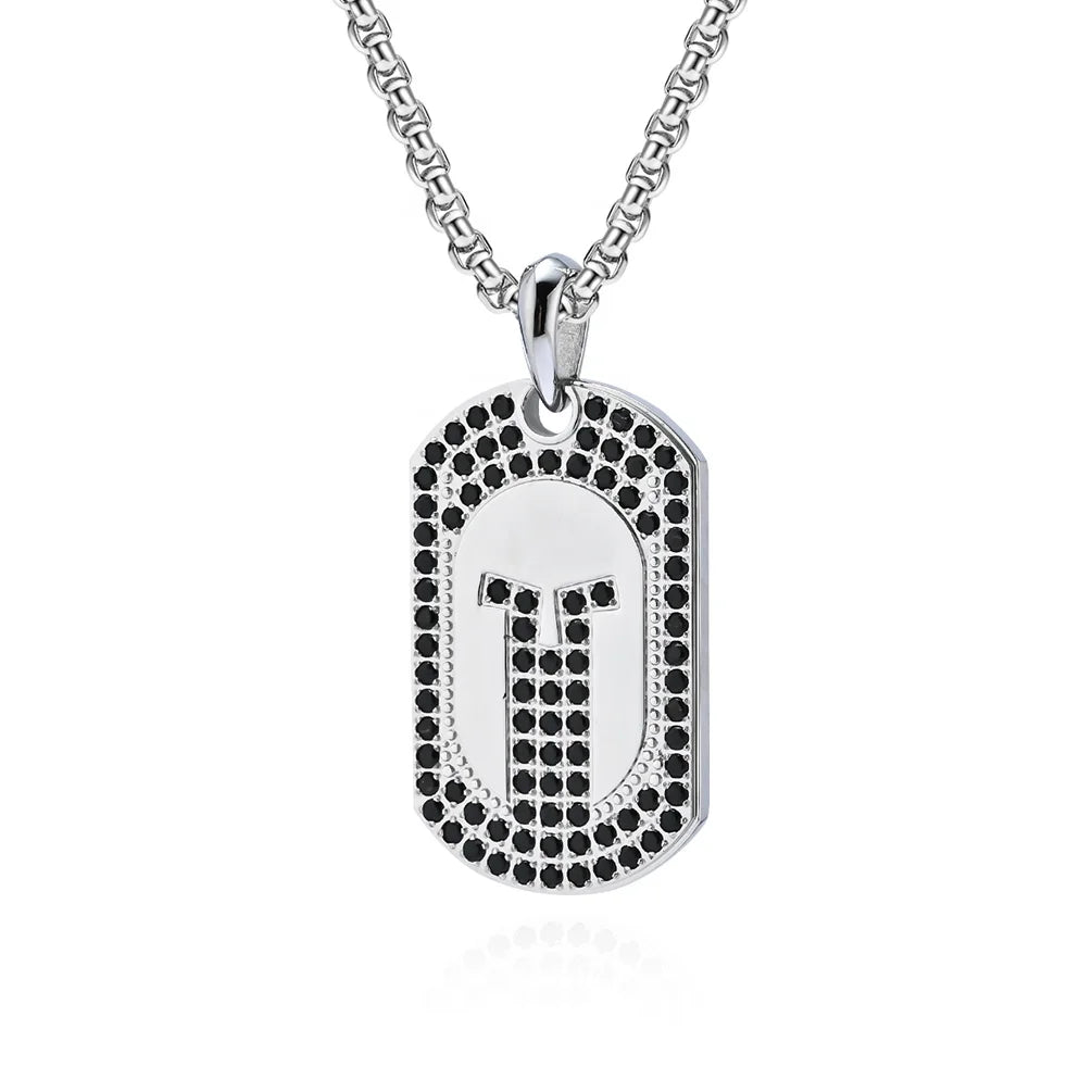 Best Selling Spartan Diamonds Inlay IP Black Or Gold Plating Pendant Necklace Chain 316l Stainless Steel Necklaces For Men