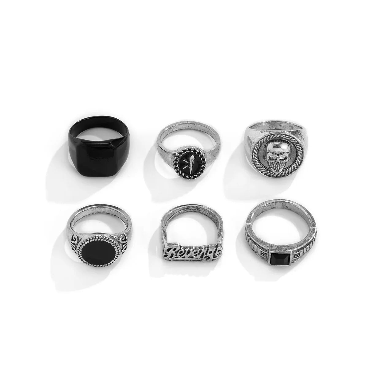 DUYIZHAO Hip Hop Jewelry Alloy Ring Set 2022 New Men's Trend Metal Set Ring Street Cool and Handsome Men's Geometric Shape