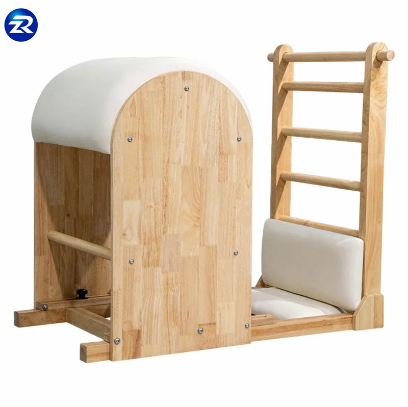Yoga Wooden Base with Plate Microfiber Leather Equipment Maple Wood Pilates Adjustable Ladder Barrel
