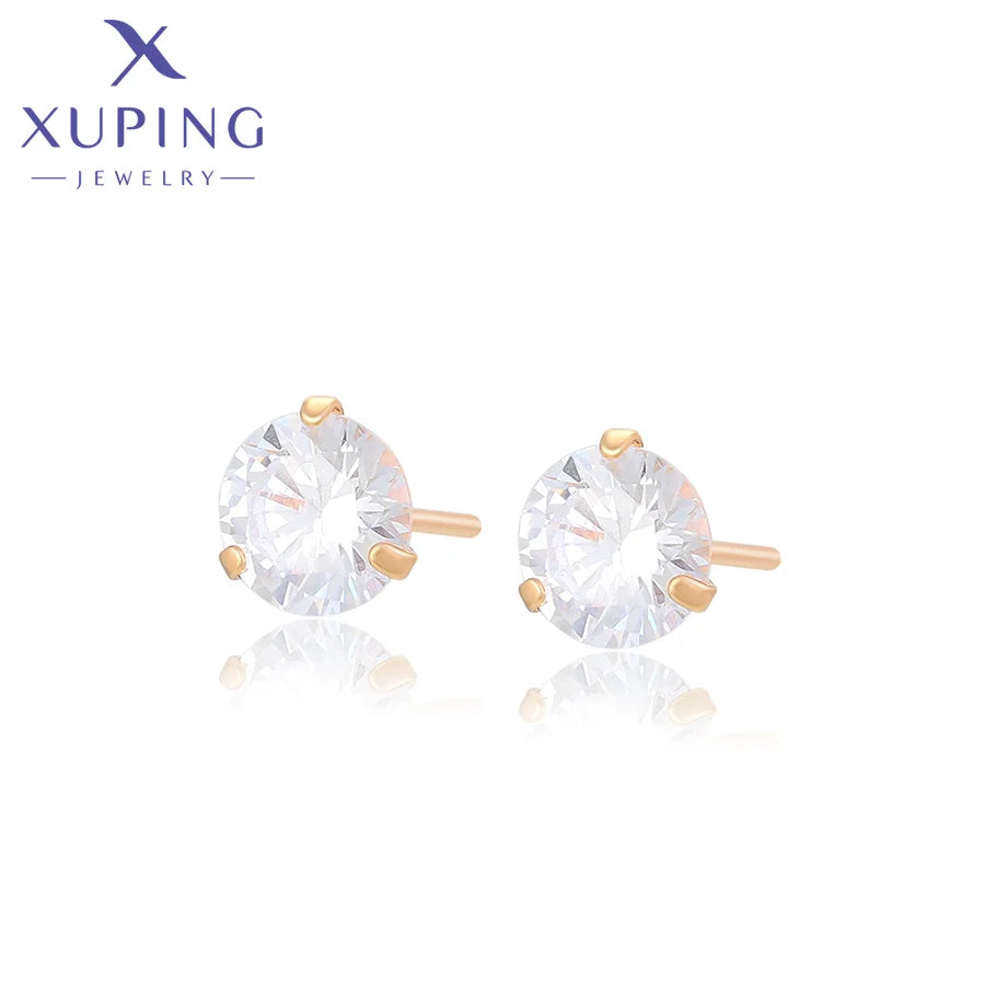 M&L-14E2351603 XuPing Jewelry Exquisite Diamond-studded Cute Elegant Simple 18K Gold Color Design Sense Earrings for Ladies