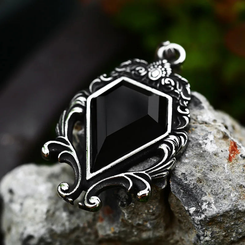 SS8-141P 2023 New Style 316L Stainless Steel Charm Pendant Necklace Men Women Magic Mirror Blue Black Stone Zircon Fashion