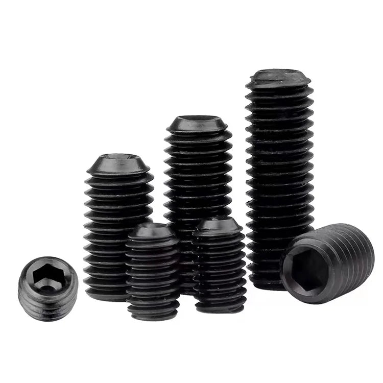 DIN916 12.9 Grade Alloy Steel Black Oxide Finish Hex Concave Point Grub Screws Hexagon Socket Set ScrewM3M4M5M6M8