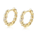 INS Fashion 925 Sterling Silver Twist Twisted Mini Zircon Gold Plated Hoop Earrings for Women