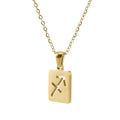 Factory Supply Personalized 18k Gold PVD Plated Square Plate Hollow Zodiac Sign Choker Necklace for Women