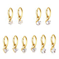 Geometrical Cubic Zircon Huggies Hoop Earring 18k Gold Pvd Plated Stainless Steel Star and Heart Elliptical Drop Dangle Earrings