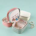 Custom Earrings Necklace Box Organizer Portable Jewelry Storage Case PU Leather Small Travel Zipper Closure Custom Logo
