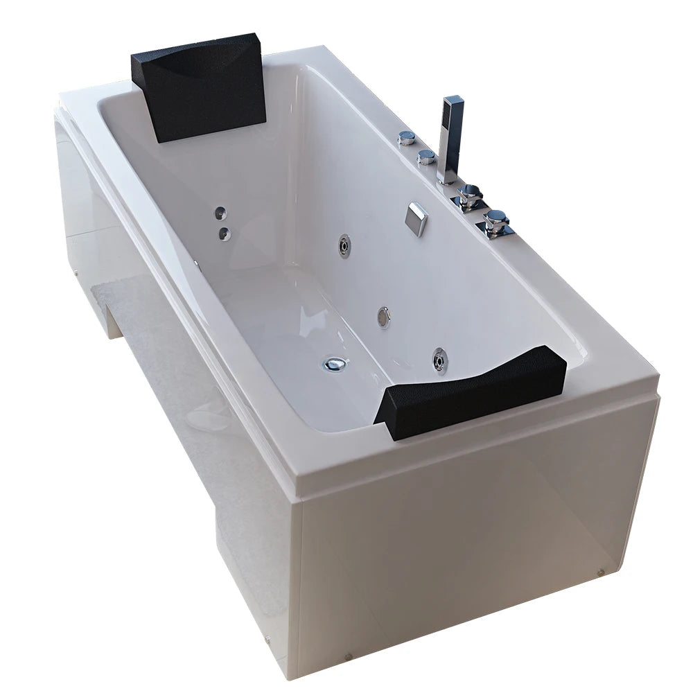Acrylic Eco-Friendly Whirlpool Massage Bathtub LED Spa Drop-In Installation Constant Temperature Energy-Saving Armrest Drainer