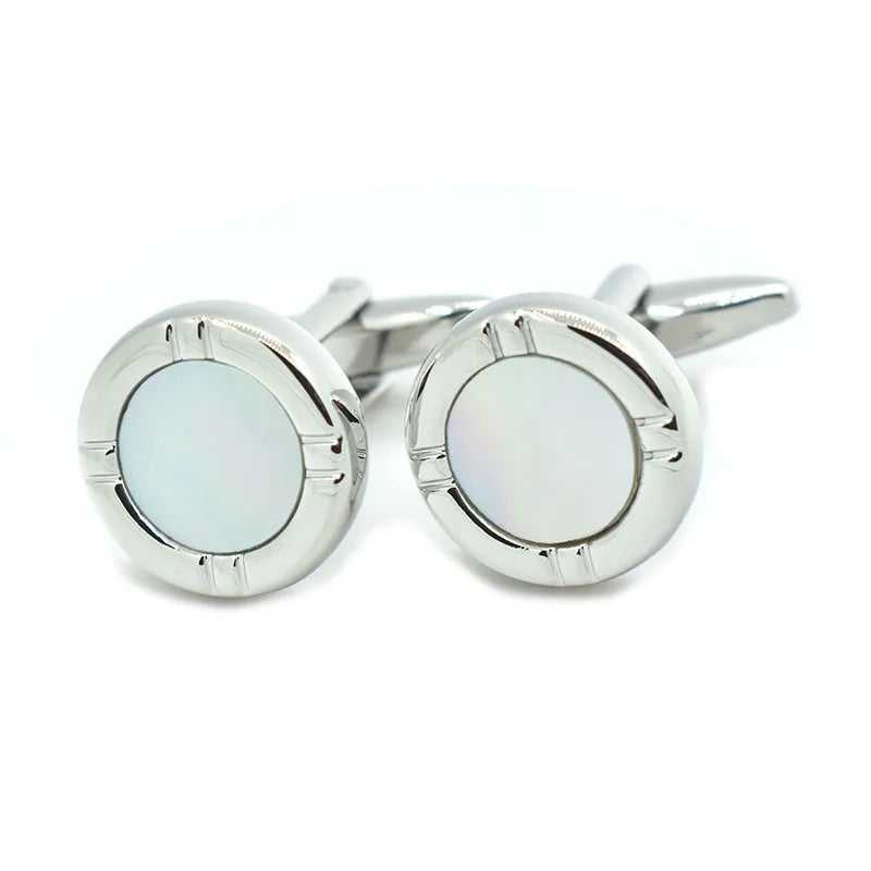 Wholesale Mother Pearl Shell Elegant Cufflinks Custom Mens Suit Shirt Fashion Accessory Wedding Tuxedo Trendy Jewelry Gift Set