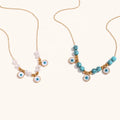 Dingran Popular Imitation Pearl Evil Eye Necklace Waterproof 18K Gold Plated Stainless Steel Turquoise Jewelry