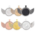 25mm 30mm Rhinestone Blank Wing Sublimation Charms Hip Hop Style Necklace Pendants Bezel Trays Bulk