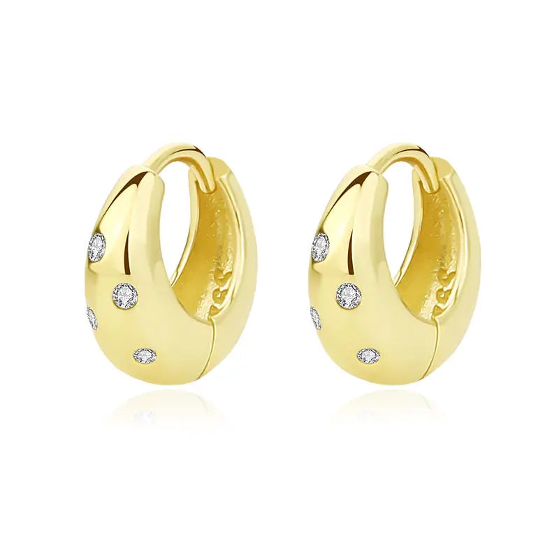 Daidan Silver Earrings 925 Sterling Women Chunky 18K Gold Plated Cz Small Chunky Hoop Earrings
