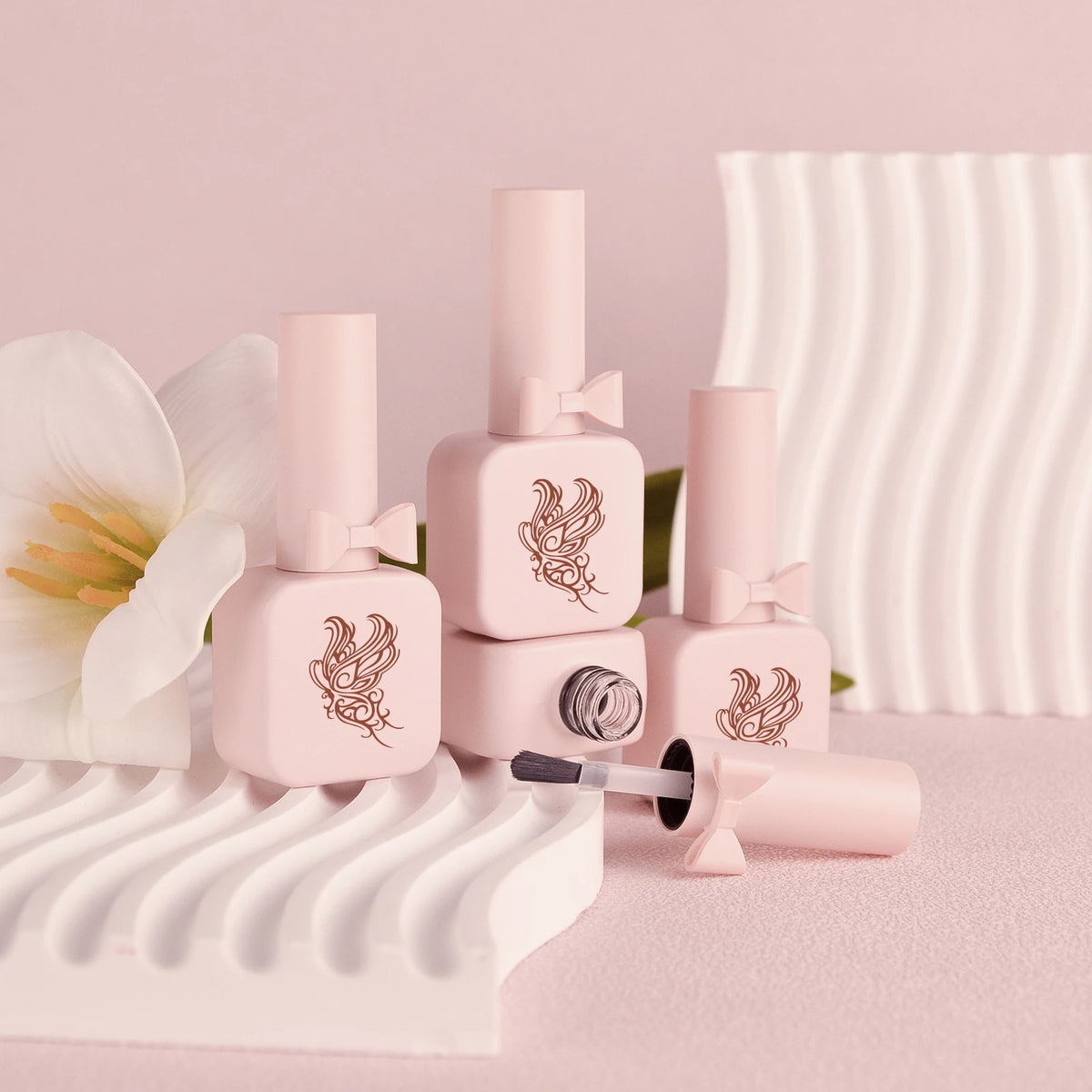 Custom LOGO Color Pick Empty Glass Bottle Uv Gel Nail Polish Oil Bottle Cuticle Oil Gel Polish Bottle Packaging With Brush Pink