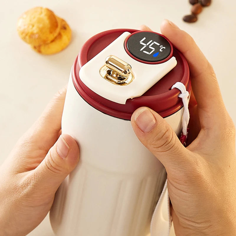 Portable Customized 316 Stainless Steel Travel Mug Double Wall Display Temperature Thermos Coffee Cup Car Mugs with Lid