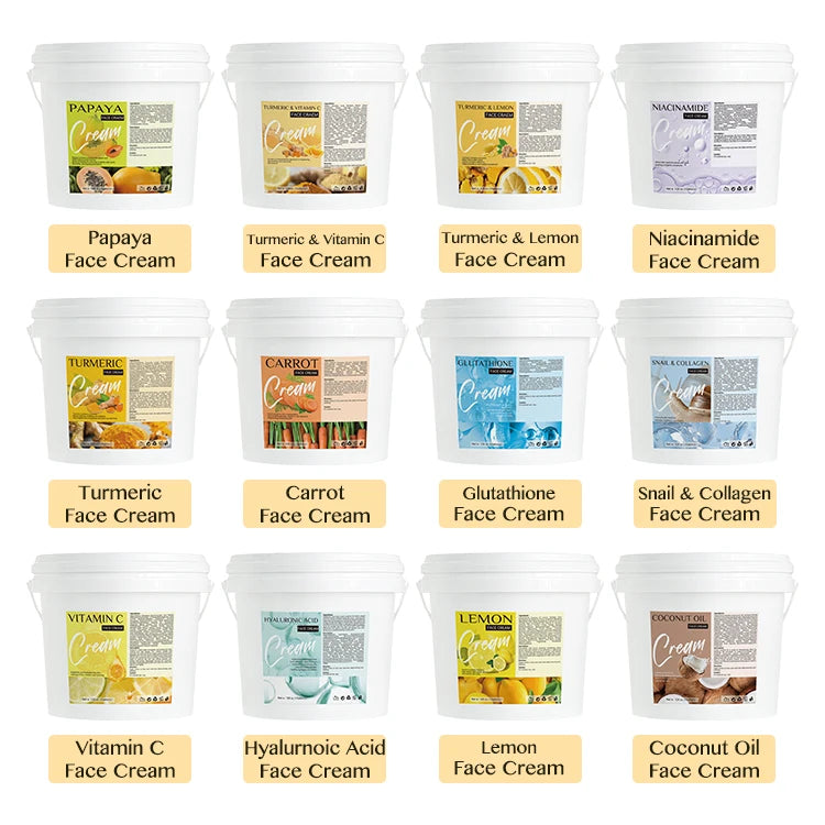 Gallon Cream Bucket Hyaluronic Acid Niacinamide Coconut Turmeric Carrot Vitamin C for Face Care Beauty Personal Care