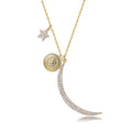 New Arrival 14K 18K Gold Plated Classic Link Chain Star Moon Pendant Necklace 3A White Cubic Zirconia Customized Design