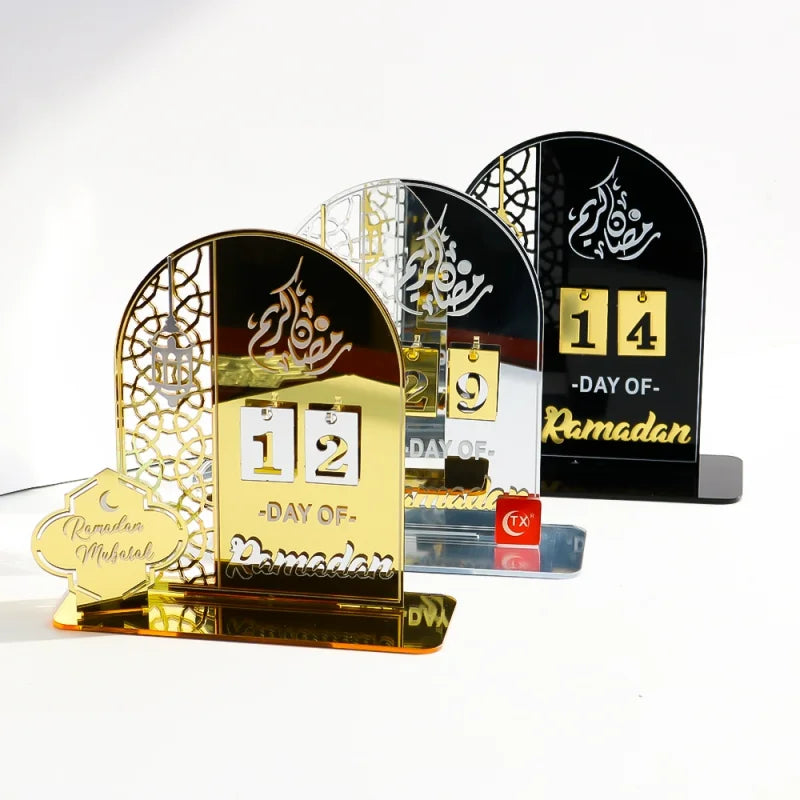 Ramadan Acrylic Rectangle Custom Logo Calendar Display Fasting Countdown Decorations Islamic Religious Gift